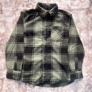 Wonder Nation Green Black Plaid Flannel Button Up Shirt Boys L 10/12